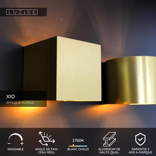 Lucide XIO - Applique murale - LED Dim. - G9 - 1x3,5W 2700K - Angle du faisceau réglable - Or Mat / Laiton - USP